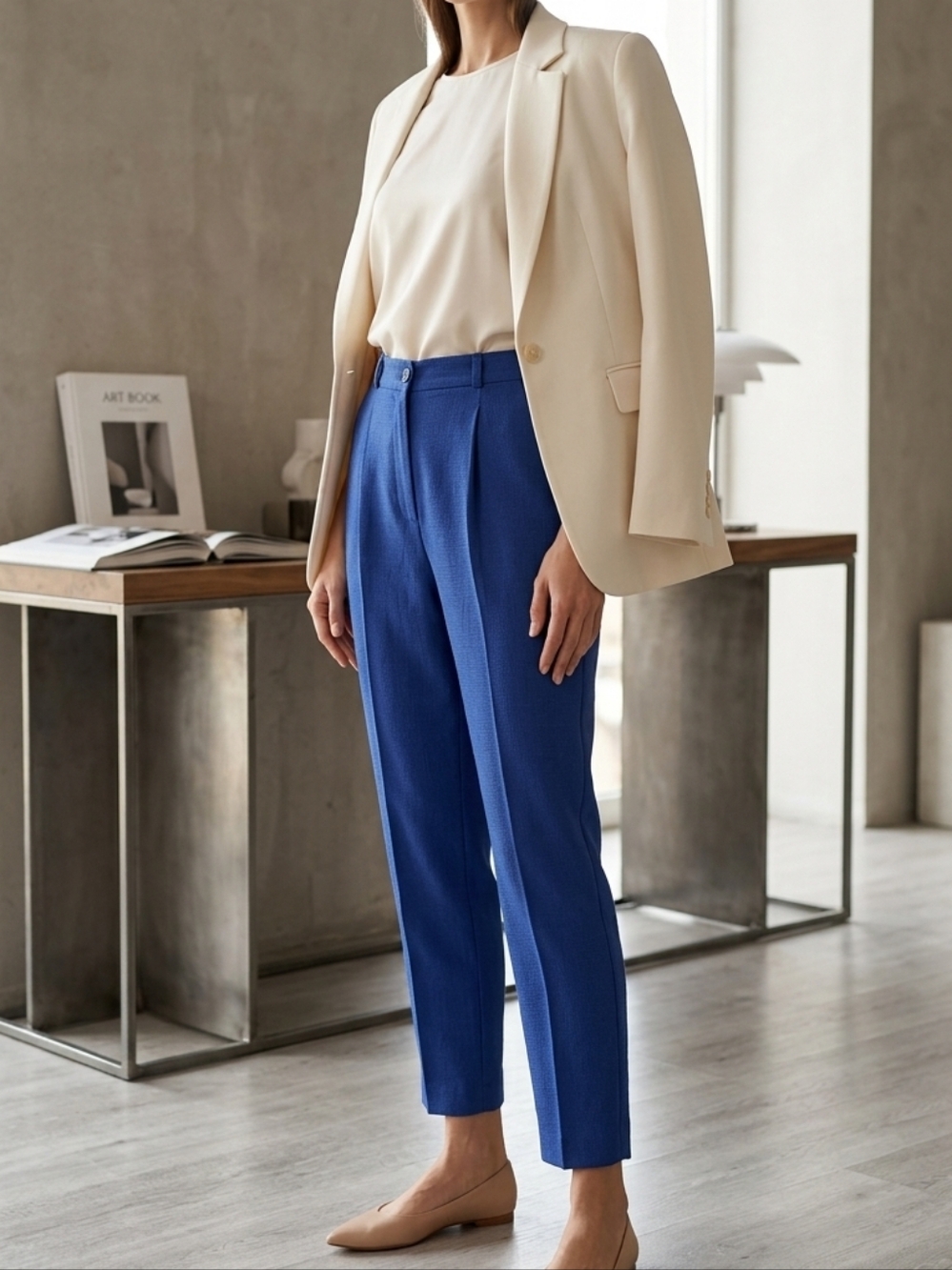 Vintage Friction Women’s Tailored Office High-Rise Blue Dress Pants Size 14